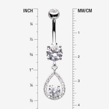 Detail View 1 of Luscious Teardrop Multi-Gem Sparkle Belly Button Ring-Clear Gem